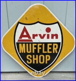 Vintage Arvin Muffler Shop Auto Original Double Sided Sign Large 29 x 29 Stout