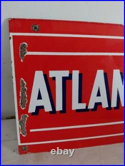 Vintage Atlantic Gas Porcelain Pump Plate Sign