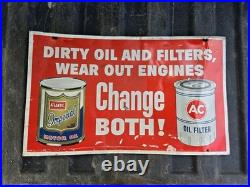 Vintage Atlantic Imperial Motor Oil AC Delco Oil Filter Tin Tacker Sign