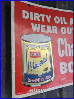 Vintage Atlantic Imperial Motor Oil AC Delco Oil Filter Tin Tacker Sign