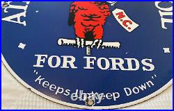 Vintage Atlantic Motor Oil For Ford's Porcelain Sign Gas Station Pump Service