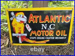 Vintage Atlantic Motor Oil Vintage Porcelain Sign Stops Engine Chatter Gas 16 Vintage Atlantic Motor Oil Vintage Porcelain Sign Stops Engine Chatter Gas 16