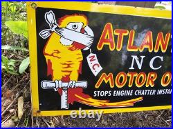 Vintage Atlantic Motor Oil Vintage Porcelain Sign Stops Engine Chatter Gas 16 Vintage Atlantic Motor Oil Vintage Porcelain Sign Stops Engine Chatter Gas 16