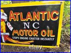 Vintage Atlantic Motor Oil Vintage Porcelain Sign Stops Engine Chatter Gas 16 Vintage Atlantic Motor Oil Vintage Porcelain Sign Stops Engine Chatter Gas 16