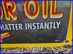 Vintage Atlantic Motor Oil Vintage Porcelain Sign Stops Engine Chatter Gas 16 Vintage Atlantic Motor Oil Vintage Porcelain Sign Stops Engine Chatter Gas 16