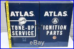 Vintage Atlas service parts bin cabinet gas and oil sign advertising