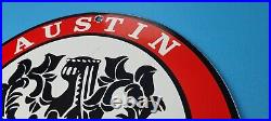 Vintage Austin Healey Porcelain Gas Oil Automobile Sales Service Pump Plate Sign