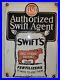 Vintage-Authorized-Swift-Agent-Porcelain-Sign-Fertilizer-Farm-Cattle-Red-Steer-01-set