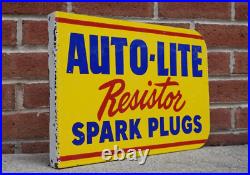 Vintage Auto Lite Spark Plugs Porcelain Sign Rare Gas Oil Service Station Pump