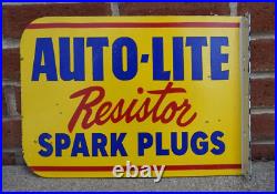 Vintage Auto Lite Spark Plugs Porcelain Sign Rare Gas Oil Service Station Pump