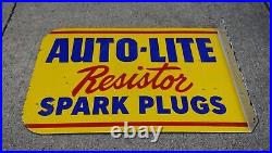 Vintage Auto Lite Spark Plugs Porcelain Sign Rare Gas Oil Service Station Pump