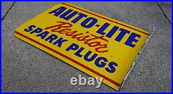 Vintage Auto Lite Spark Plugs Porcelain Sign Rare Gas Oil Service Station Pump