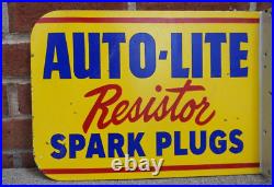 Vintage Auto Lite Spark Plugs Porcelain Sign Rare Gas Oil Service Station Pump