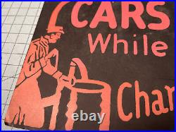 Vintage, Automobile, Car, Rare Cardboard, Sign, Cars Greased while you wait