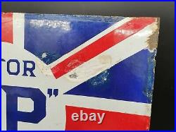 Vintage BP Motor Spirit Flag Double Sided Enamel Sign. Petrol Oil Automobilia