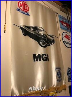 Vintage BRITISH LEYLAND MGB MG AUSTIN auto DEALER ADVERTISING SIGN banner year