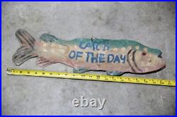 Vintage Bait Shop Fishing Sign Original Metal Tin Fish Catch of the Day Display Vintage Bait Shop Fishing Sign Original Metal Tin Fish Catch of the Day Display