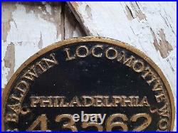 Vintage Baldwin Locomotive Sign Cast Iron 1916 Railroad Train Plaque Philly Pa