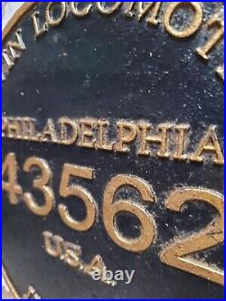 Vintage Baldwin Locomotive Sign Cast Iron 1916 Railroad Train Plaque Philly Pa