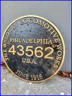 Vintage Baldwin Locomotive Sign Gas Cast Iron 1916 Railroad Train Philadelphia
