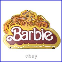 Vintage Barbie Mattel Toys Sign Porcelain Advertisement Store Gas Pump Sign
