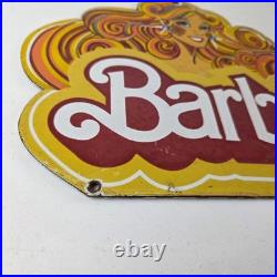 Vintage Barbie Mattel Toys Sign Porcelain Advertisement Store Gas Pump Sign