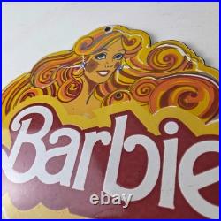 Vintage Barbie Mattel Toys Sign Porcelain Advertisement Store Gas Pump Sign