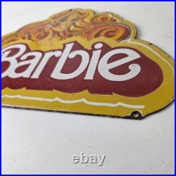 Vintage Barbie Mattel Toys Sign Porcelain Advertisement Store Gas Pump Sign