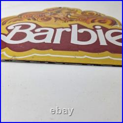 Vintage Barbie Mattel Toys Sign Porcelain Advertisement Store Gas Pump Sign