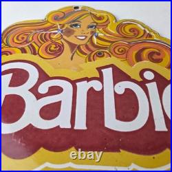 Vintage Barbie Mattel Toys Sign Porcelain Advertisement Store Gas Pump Sign