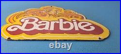 Vintage Barbie Porcelain Mattel Toys Dealer Sales Gas Pump Plate Service Sign
