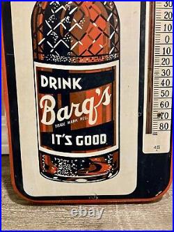 Vintage Barq's Root Beer Advertising Thermometer Working Soda Sign Original