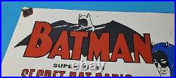 Vintage Batman Radio Porcelain Comic Book Gas Service Station Pump Plate Sign