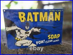 Vintage Batman Soap Porcelain Sign 12x8