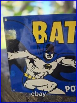 Vintage Batman Soap Porcelain Sign 12x8