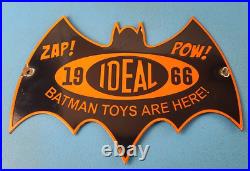 Vintage Batman Toys Sign Batman Robin Ideal 1966 Comic Porcelain Gas Pump Sign