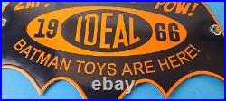 Vintage Batman Toys Sign Batman Robin Ideal 1966 Comic Porcelain Gas Pump Sign