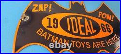 Vintage Batman Toys Sign Batman Robin Ideal 1966 Comic Porcelain Gas Pump Sign