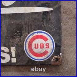 Vintage Be Alert Ubs Bear Old Us Gasoline Oil Gas Pump Enamel Porcelain Sign