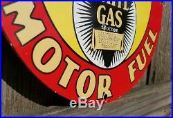 Vintage Bearcat Gasoline Porcelain Gas Ethyl Motor Oil Service Station Pump Sign