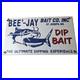 Vintage-Bee-Jay-Bait-Sign-Lures-Tackle-Fishing-Porcelain-Gas-Oil-Sign-01-enqs