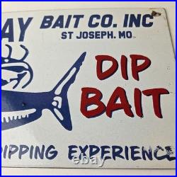 Vintage Bee Jay Bait Sign Lures Tackle Fishing Porcelain Gas Oil Sign