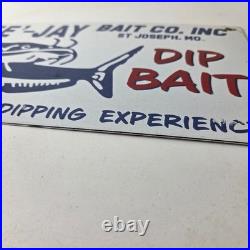 Vintage Bee Jay Bait Sign Lures Tackle Fishing Porcelain Gas Oil Sign