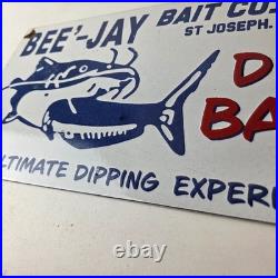 Vintage Bee Jay Bait Sign Lures Tackle Fishing Porcelain Gas Oil Sign