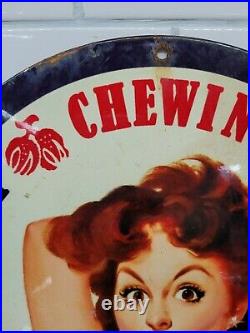 Vintage Beech Nut Porcelain Sign Chewing Tobacco Cigar Smoke Pipe Cigarette Gas