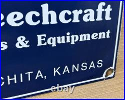 Vintage Beechcraft Aircraft Porcelain Sign Stearman Airplane Gas Oil Hangar Vintage Beechcraft Aircraft Porcelain Sign Stearman Airplane Gas Oil Hangar