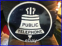 Vintage Bell Public Telephone Sign. Flanged. 19x18