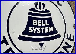 Vintage Bell System Public Payph0ne Porcelain Sign Gas Station Oil Telephone Att