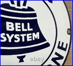 Vintage Bell System Public Payph0ne Porcelain Sign Gas Station Oil Telephone Att