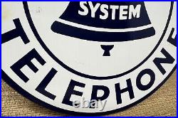 Vintage Bell System Public Payph0ne Porcelain Sign Gas Station Oil Telephone Att